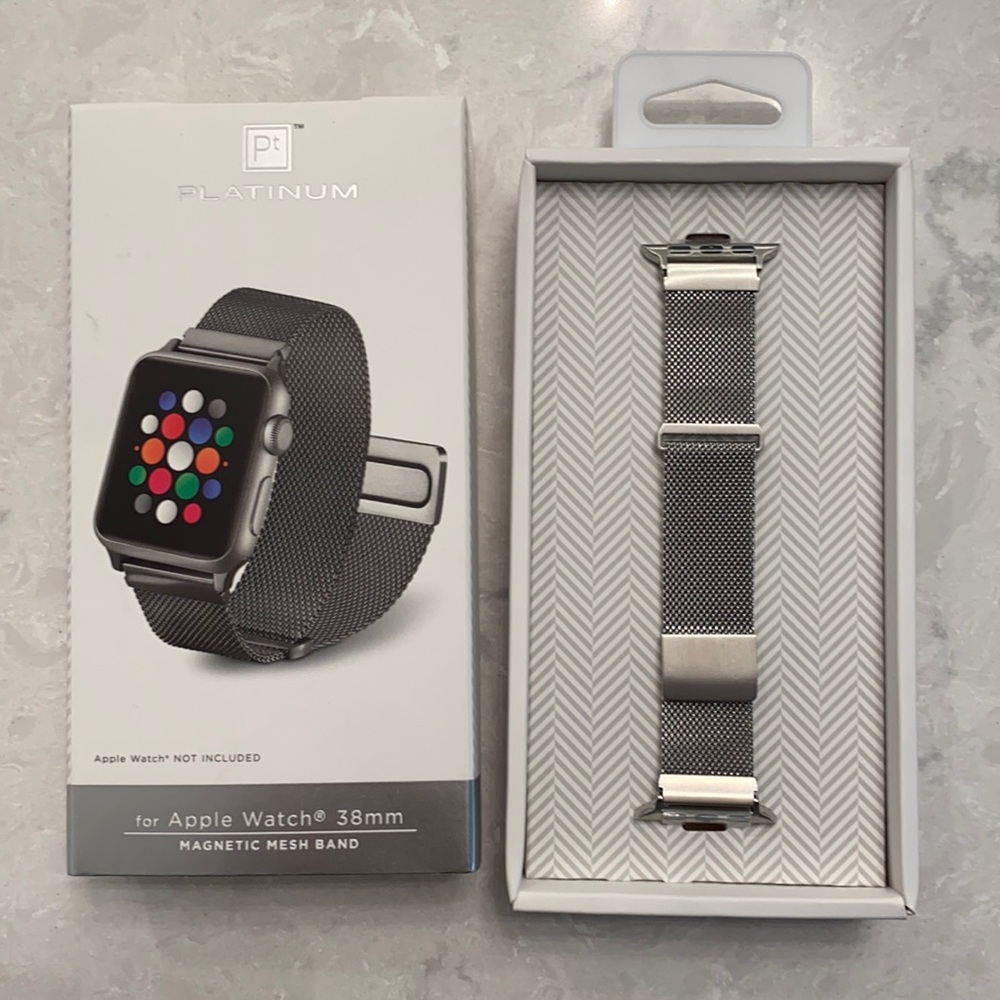 Platinum Apple Watch 38mm magnetic mesh band